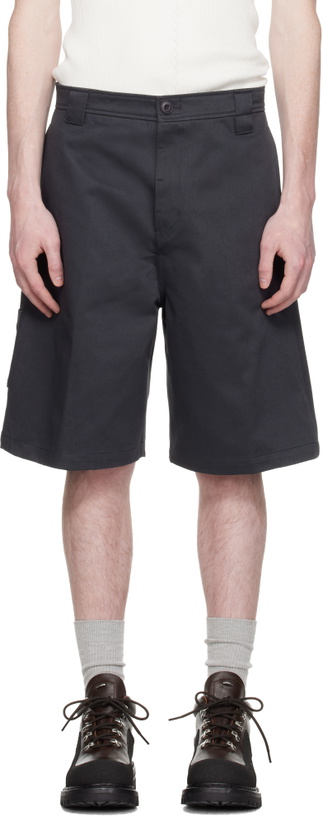 Photo: COOR Navy Cotton Blend Stitch Pointed Bermuda Shorts