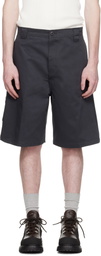 COOR Navy Cotton Blend Stitch Pointed Bermuda Shorts