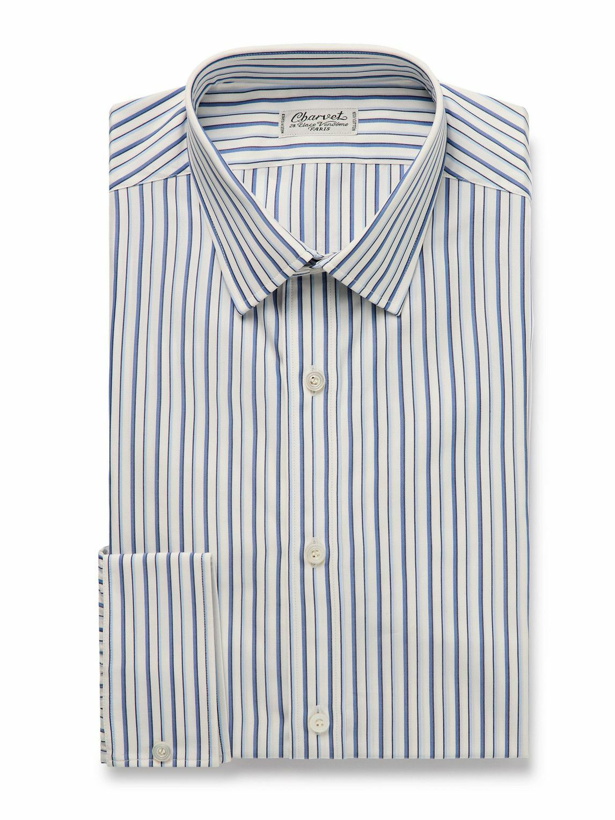 Photo: Charvet - Striped Cotton Oxford Shirt - Blue