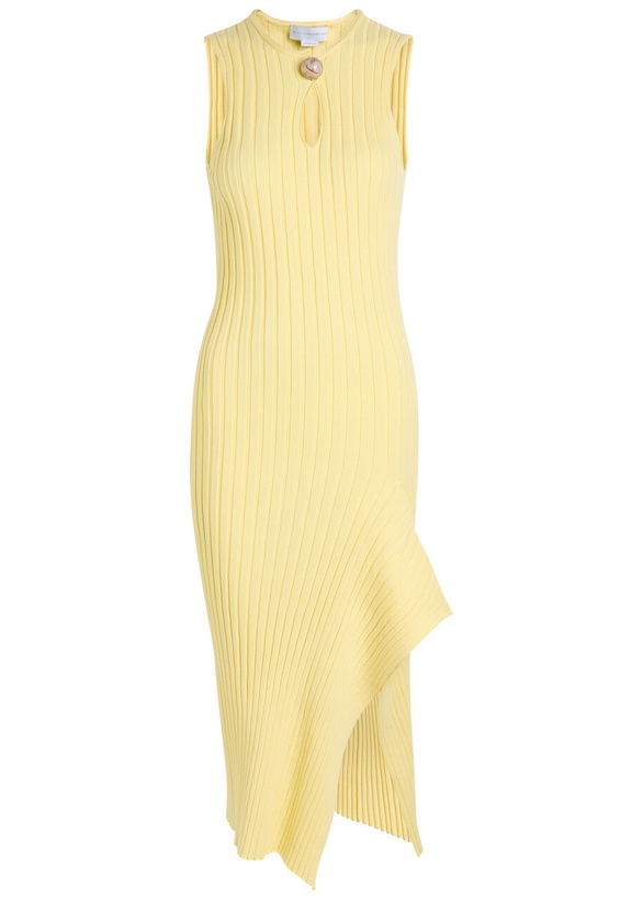 Photo: Stella Mccartney Ribbed Cotton Midi Dress Yellow