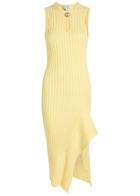 Stella Mccartney Ribbed Cotton Midi Dress Yellow