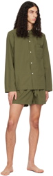 Tekla Green Drawstring Pyjama Shorts