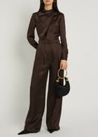 Gabriela Hearst Vargas Belted Silk Trousers Dark Brown