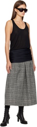 Stefan Cooke Black & Gray Elastic Waist Midi Skirt