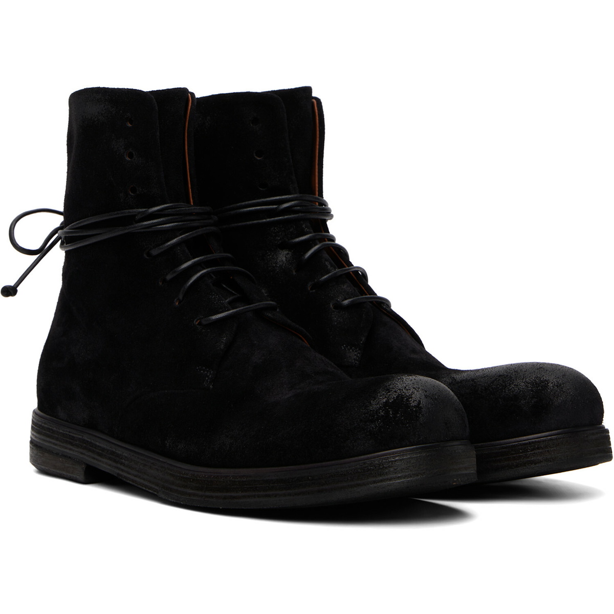 Marsèll Black Zucca Zeppa Leather Combat Boots