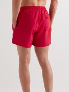 Solid & Striped - Straight-Leg Mid-Length Striped Faille Swim Shorts - Red