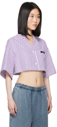 Palm Angels Purple & White Striped Shirt