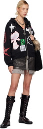 Chopova Lowena Black Flying High Zip Hoodie