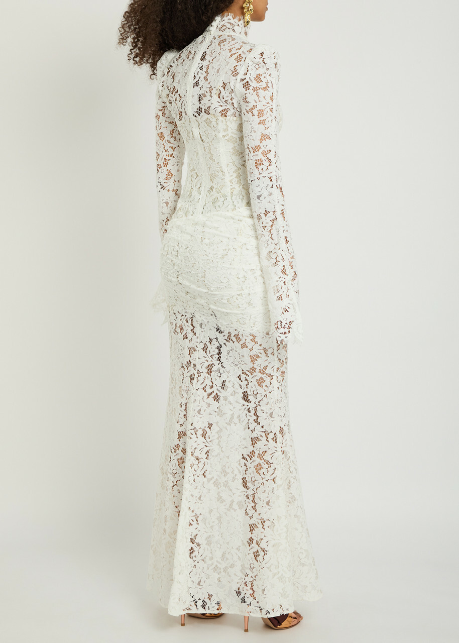 DE LA Vali Bodita Appliquéd Guipure Lace Maxi Dress White