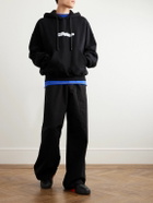 Off-White - Logo-Print Cotton-Jersey Hoodie - Black