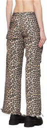 GANNI Brown Leopard Trousers