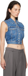 Alexander Wang Blue Cropped Trucker Denim Vest