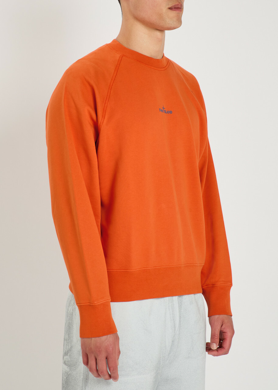 Stone Island Printed Cotton Sweatshirt Orange