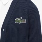 Lacoste Men's Robert Georges Rib Knit Cardigan in Navy
