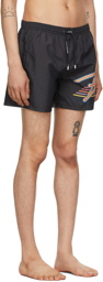 Balmain Black Multicolor Logo Swim Shorts