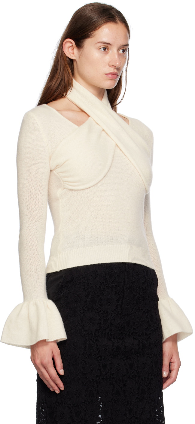 Rokh Off-White Cross Knitted Sweater