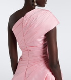 Monique Lhuillier Draped one-shoulder bustier gown