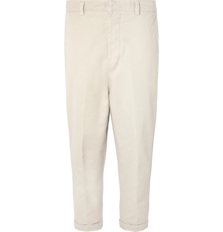 Photo: AMI - Tapered Cropped Cotton-Twill Trousers - Beige