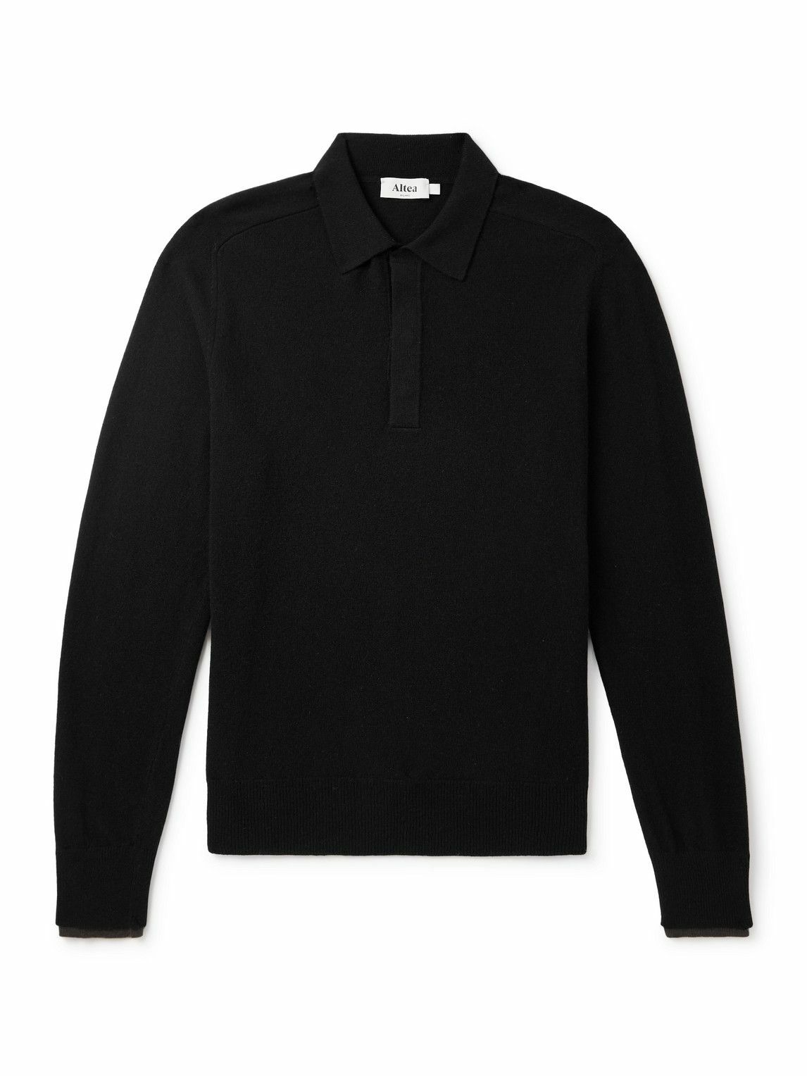 Altea - Wool and Cashmere-Blend Polo Shirt - Black