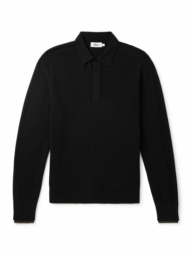 Photo: Altea - Wool and Cashmere-Blend Polo Shirt - Black