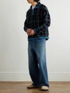 Story Mfg. - Polite Logo-Embroidered Checked Organic Cotton-Corduroy Sweatshirt - Blue