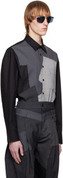 Feng Chen Wang Black & Gray Patchwork Shirt