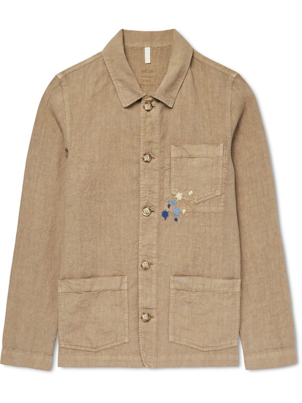 Photo: Altea - Hoxton Garment-Dyed Embroidered Linen Overshirt - Neutrals