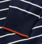 Brunello Cucinelli - Contrast-Tipped Striped Cotton Sweater - Blue