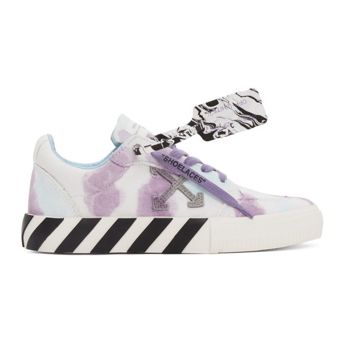 Photo: Off-White White and Purple Low Vulcanized Sneakers
