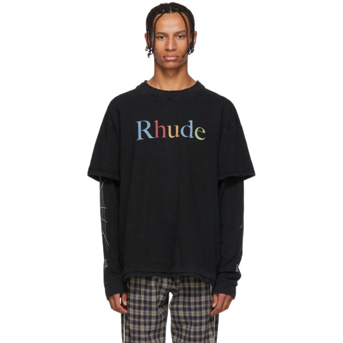 Photo: Rhude Black Layered Multicolor Logo T-Shirt