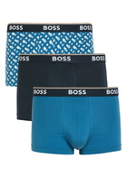 Boss Stretch-cotton Boxer Briefs set of Three Blue
