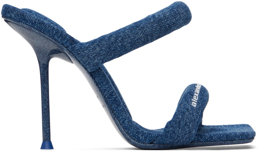 Photo: Alexander Wang Blue Julie 105mm Denim Tubular Heeled Sandals