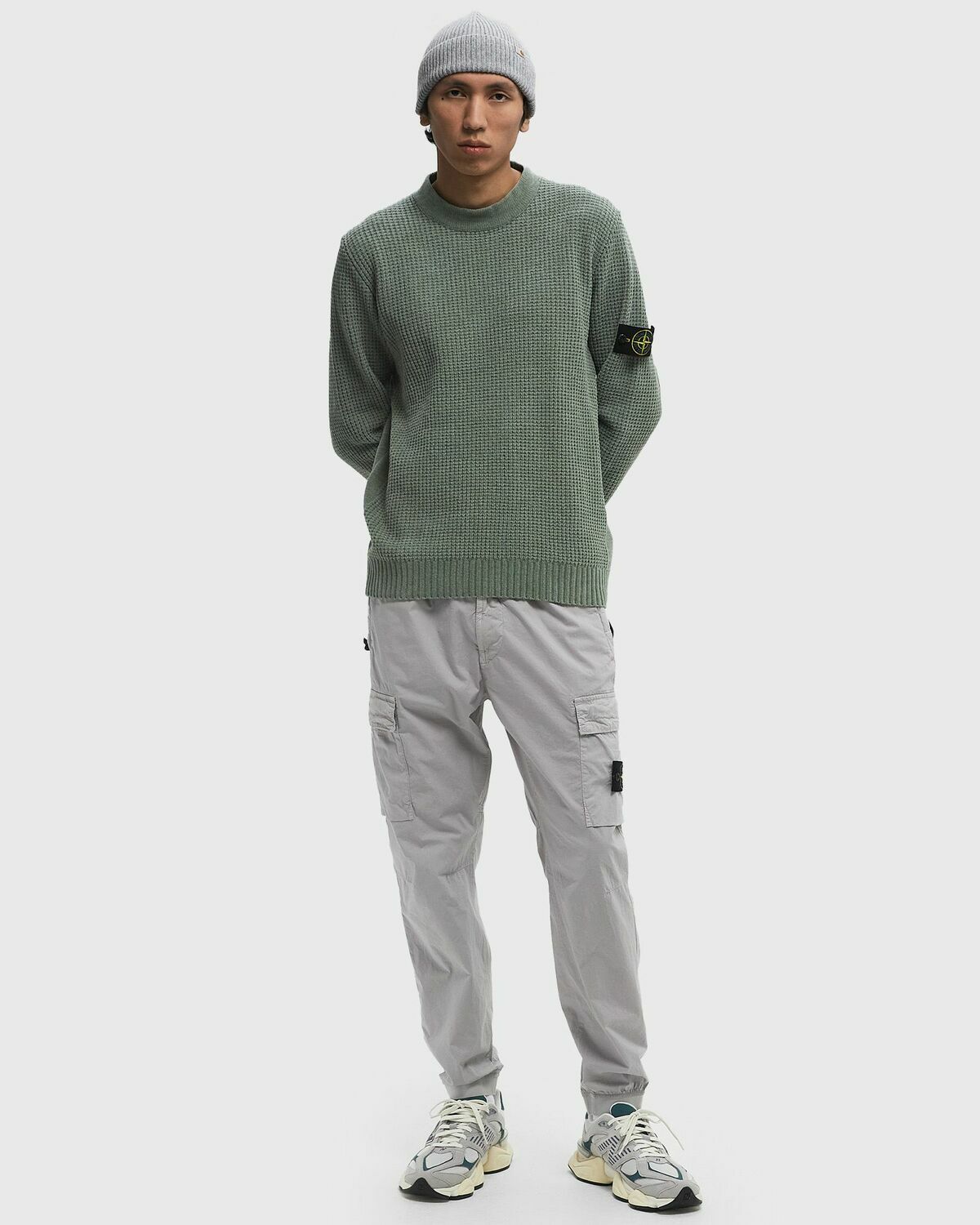 Stone Island COTTON CHENILLE MOCK NECK JUMPER Green Mens Pullover