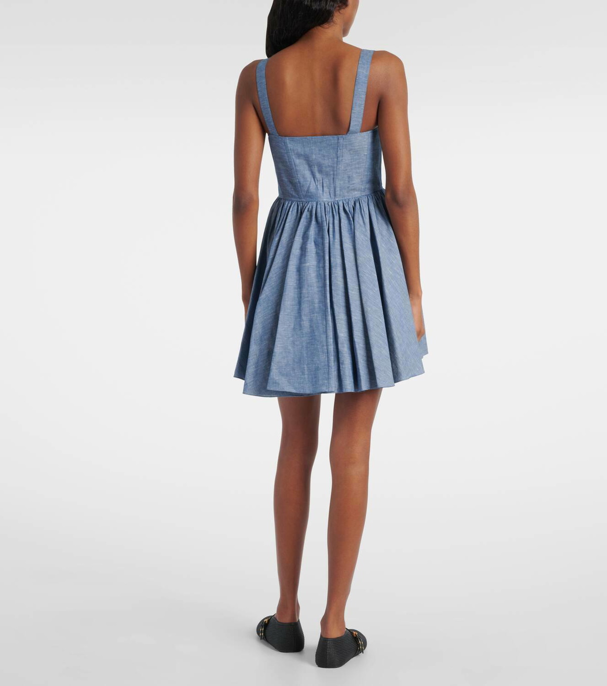 Alaïa Cotton and linen chambray bustier dress