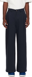 ADER error Navy Pleated Sweatpants