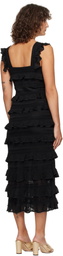 ZIMMERMANN Black Illustration Frilled Midi Dress