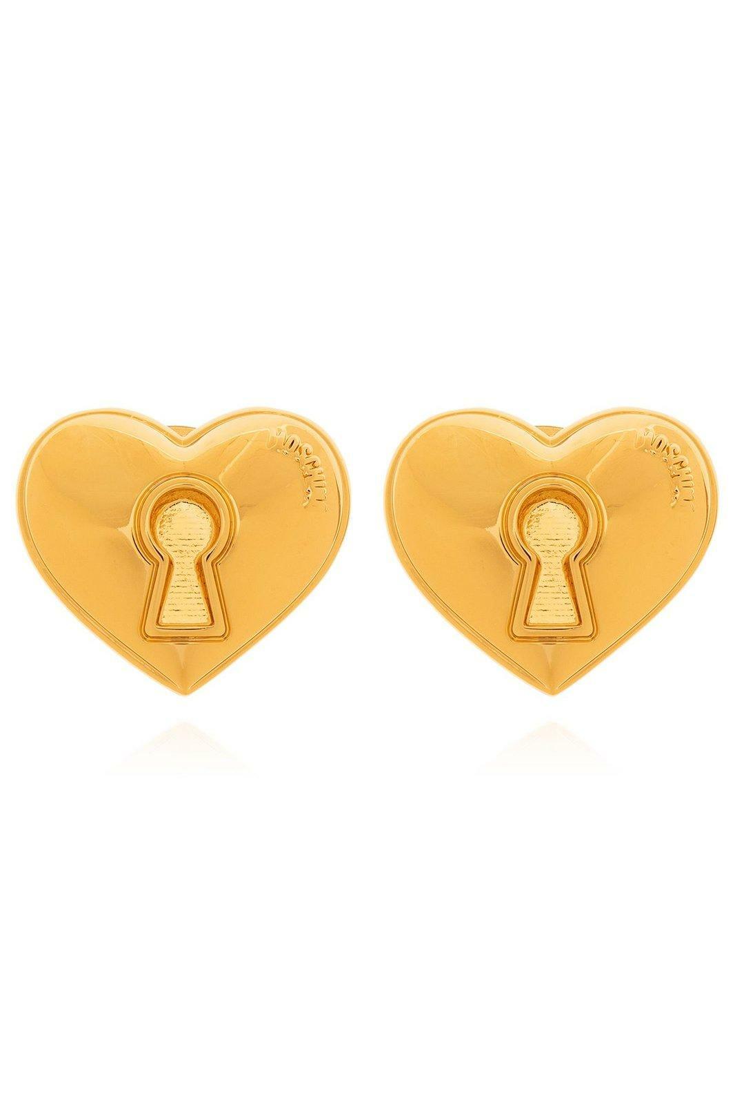 Moschino Gold Logo Lettering Pendant Earrings Moschino