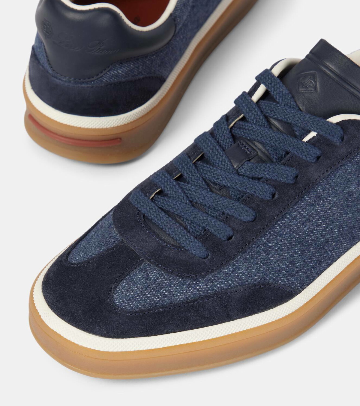 Loro Piana Tennis Walk suede-trimmed denim sneakers