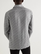 Kiton - Striped Linen Half-Placket Shirt - Gray