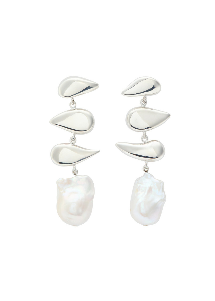 Agmes Flora Pearl-embellished Sterling Silver Drop Earrings - One Size
