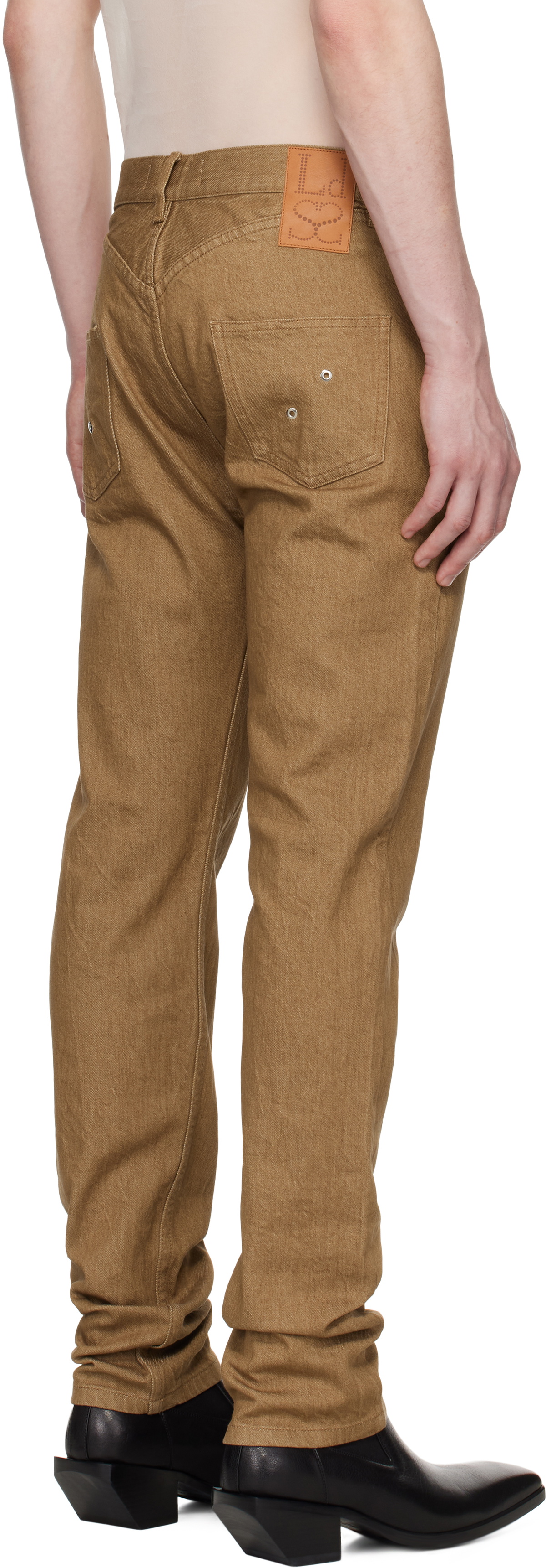 Ludovic de Saint Sernin Brown Straight Leg Lace-Up Jeans