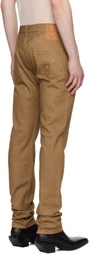 Ludovic de Saint Sernin Brown Straight Leg Lace-Up Jeans
