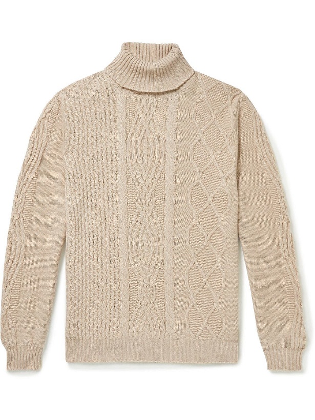 Photo: Kiton - Cable-Knit Cashmere Rollneck Sweater - Neutrals