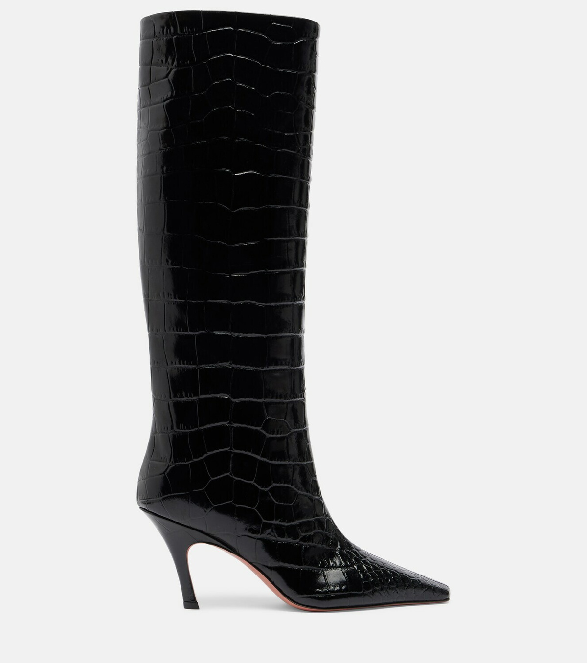 Amina Muaddi Mona croc-effect leather knee-high boots