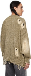 R13 Khaki Distressed Cardigan