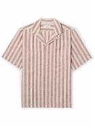 Lardini - Camp-Collar Striped Linen Shirt - White