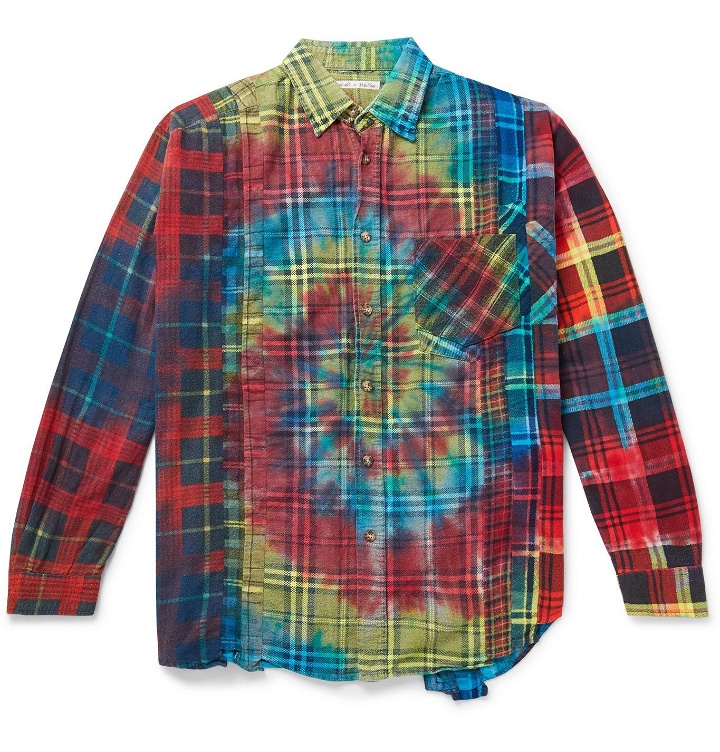 Photo: Needles - Patchwork Tie-Dyed Checked Cotton-Flannel Shirt - Multi