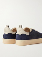 Officine Creative - Kombined Suede-Trimmed Leather Sneakers - Blue