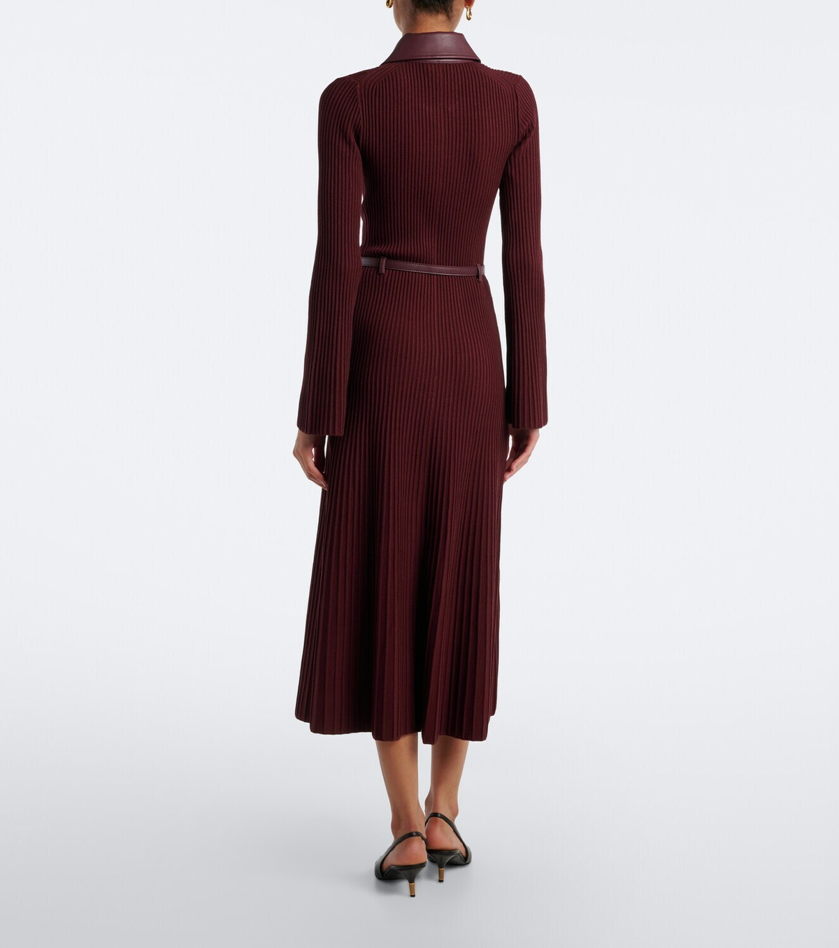 Simkhai Ismelle belted ribbed-knit shirt dress
