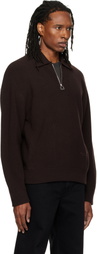 WOOYOUNGMI Brown Ribbed Wool Polo